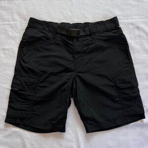 Land’s End MEN'S MEDIUM  black nylon cargo shorts with adjustable waist belt